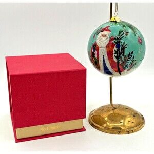 Pier 1 Imports Li Bien Glass Christmas Ornament Santa 2019‎ Hand Painted NWT Box